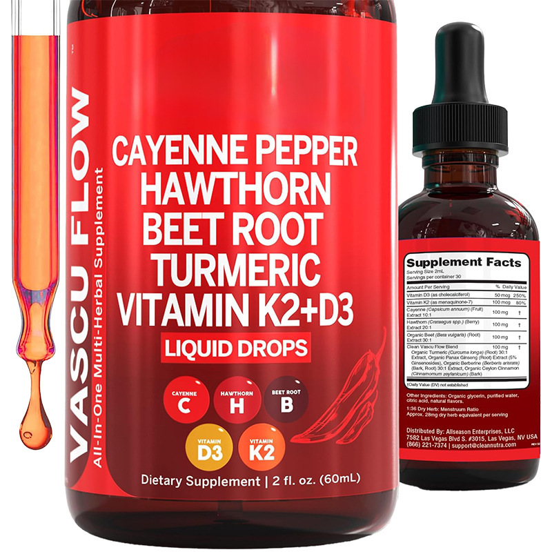 Vitamin D3 K2 Drop - 60ML Cayenne Pepper Drops, Liquid Cayenne