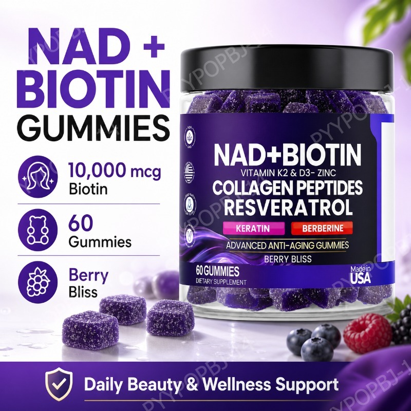 Vitamin D3 K2 Drop - Biotin Collagen Gummies with NAD+ Resveratrol
