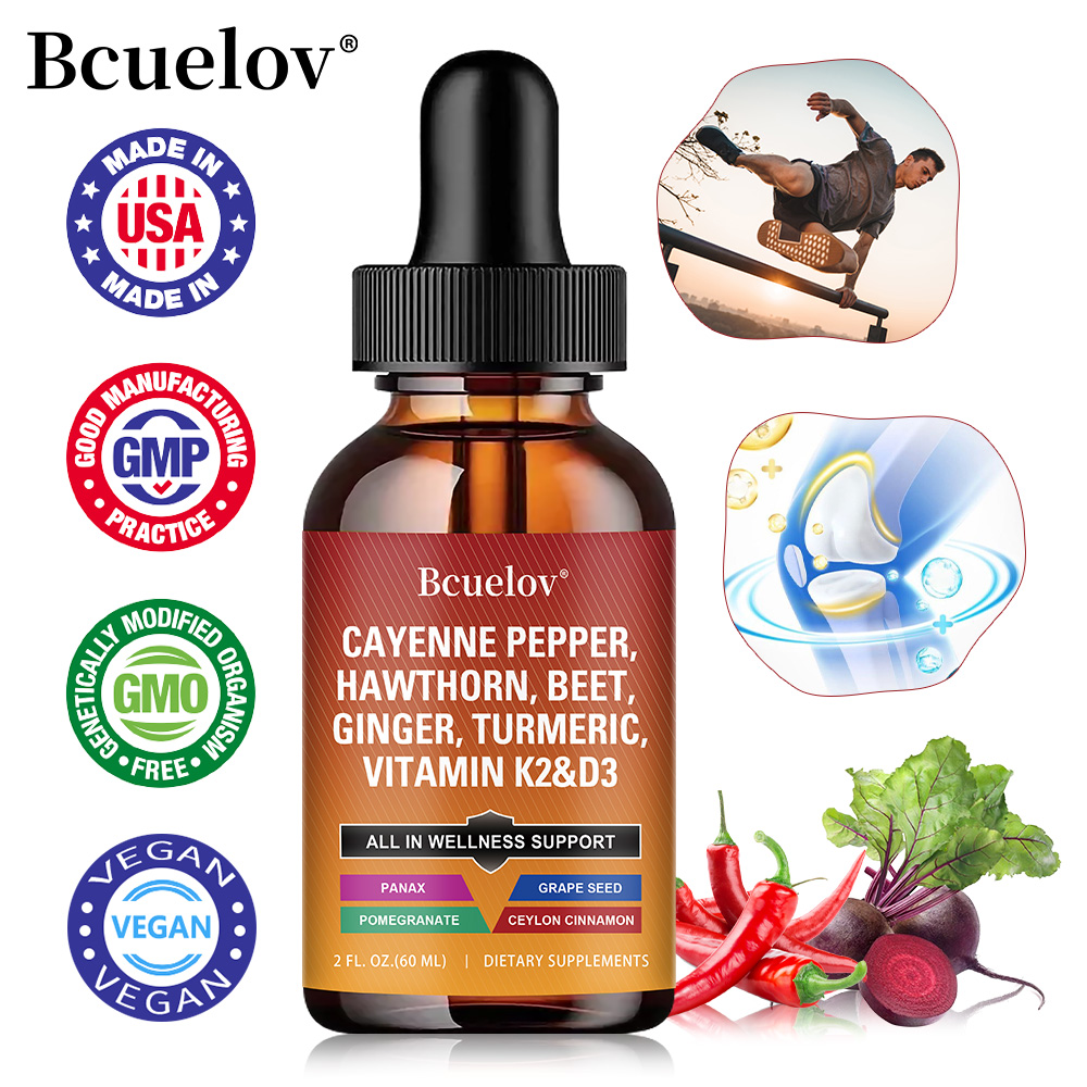 Vitamin D3 K2 Drop - Cayenne Pepper Liquid Drops + Hawthorn,