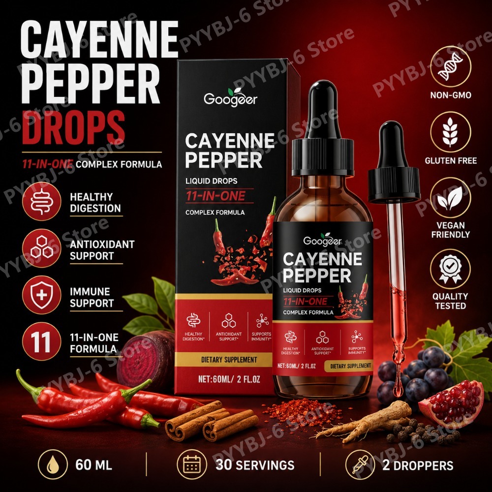 Vitamin D3 K2 Drop - Googeer Cayenne Pepper Liquid Drops 11-in-1