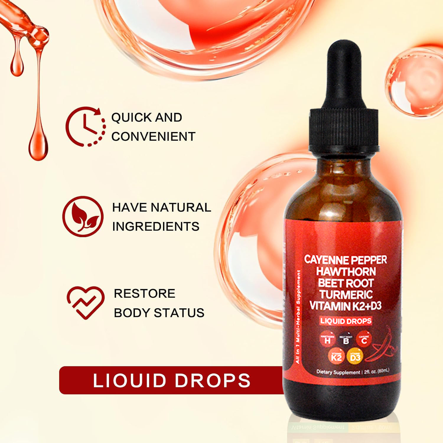 60ML Cayenne Pepper Drops, Liq - đánh giá và giá Vitamin D3 K2 Drop