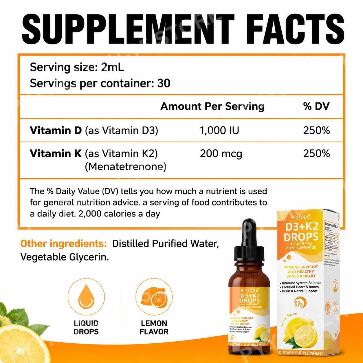 BIYODE Vitamin D3 K2 Liquid Dr - đánh giá và giá Vitamin D3 K2 Drop