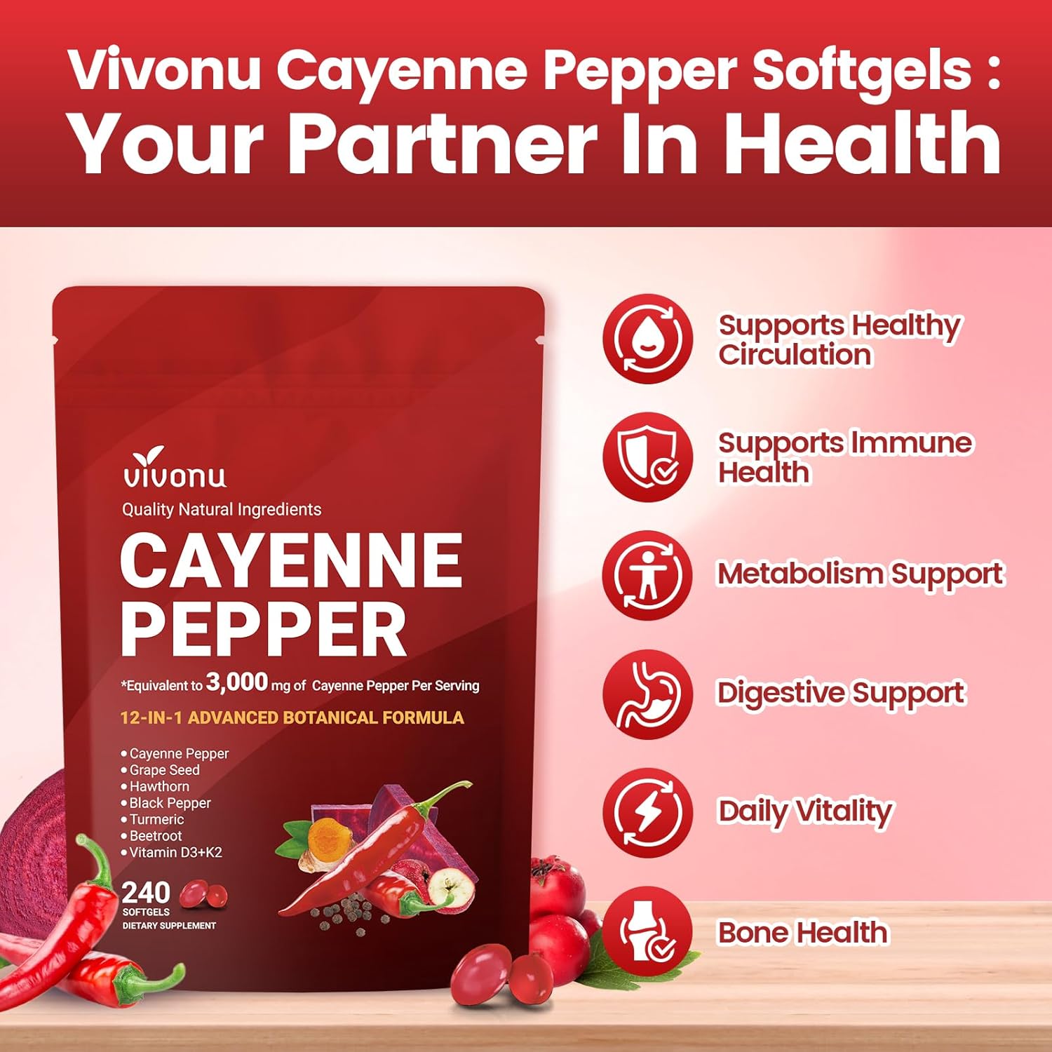 VivoNu Cayenne Pepper Softgels - đánh giá và giá Vitamin D3 K2 Drop