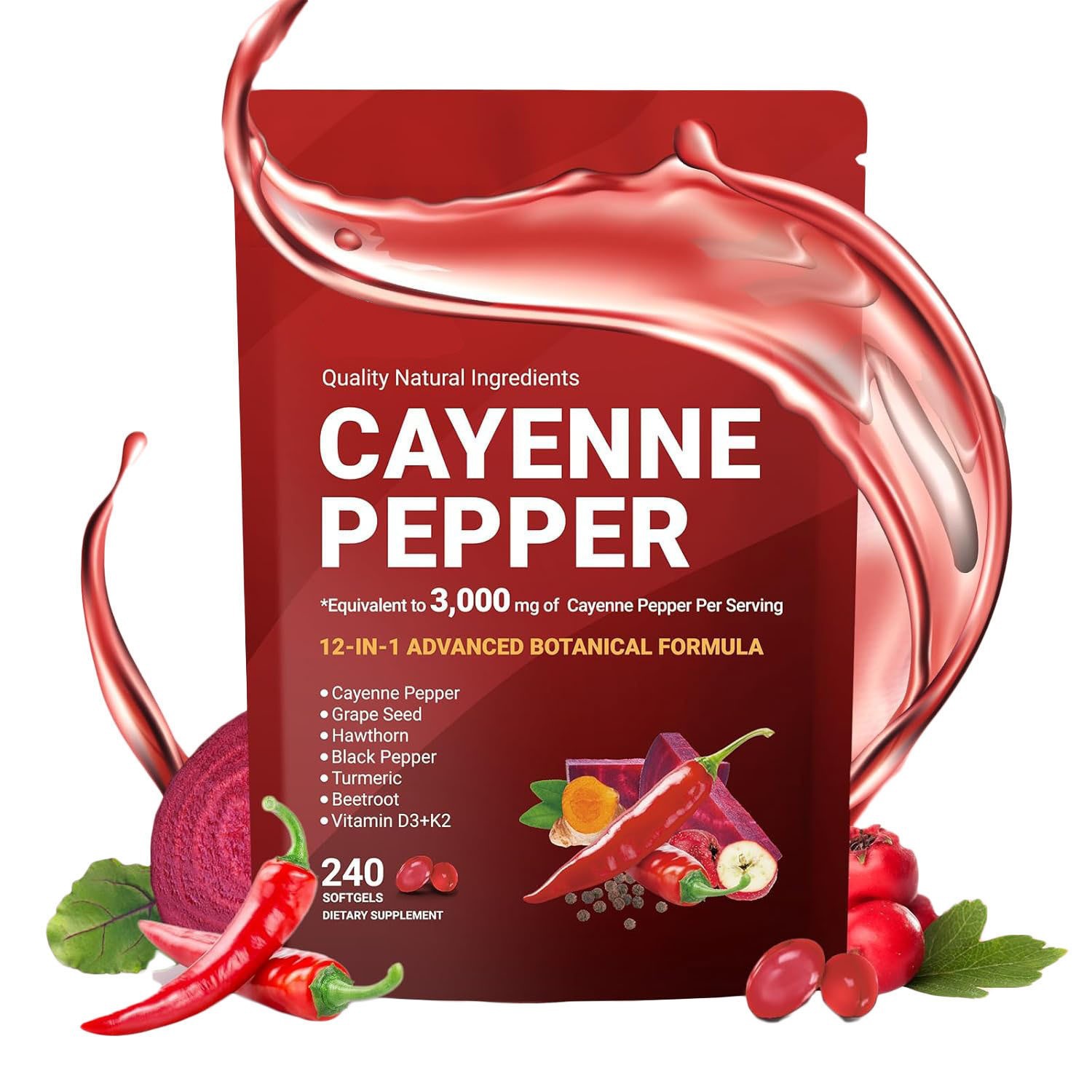 240 Softgels Cayenne Pepper Ca - đánh giá và giá Vitamin D3 K2 Drop