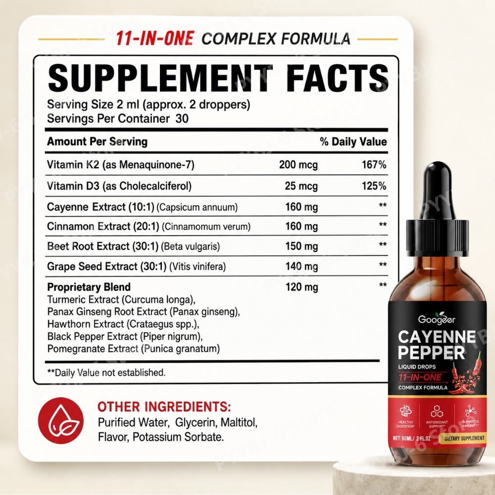 Googeer Cayenne Pepper Liquid  - đánh giá và giá Vitamin D3 K2 Drop